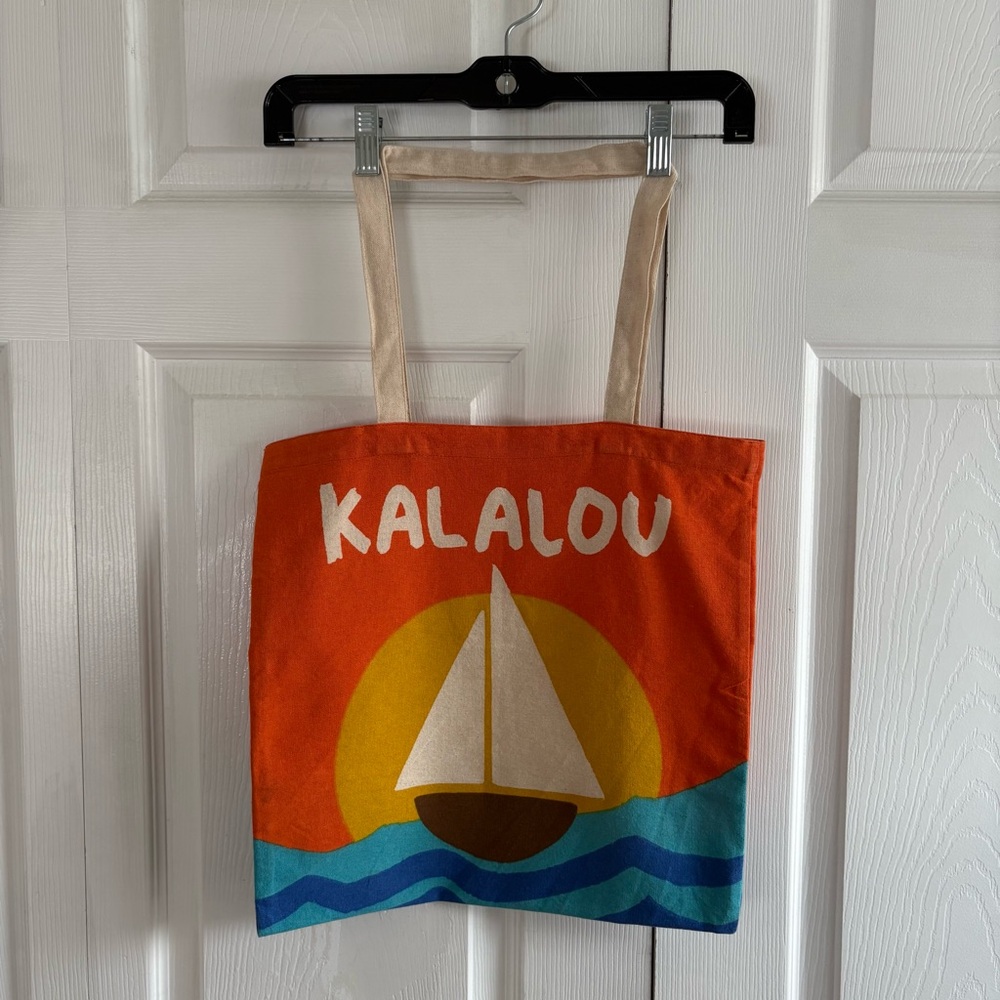 Orange Kalalou Tote Shopping Bag‎ with Sailboat Design Hawaii Resort vacation